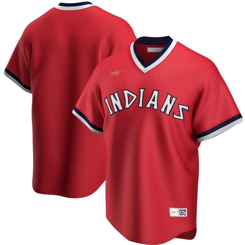 2020 MLB Men Cleveland Indians Nike Red Road Cooperstown Collection Team Jersey 1